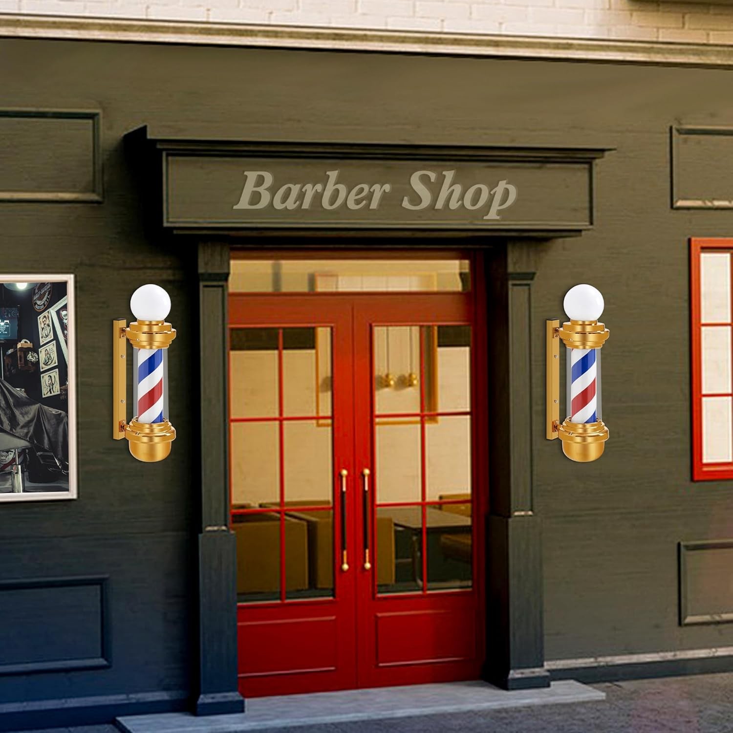 BarberPub Barber Pole Rotating LED Strips, Light Metal Hair Salon Sign L018