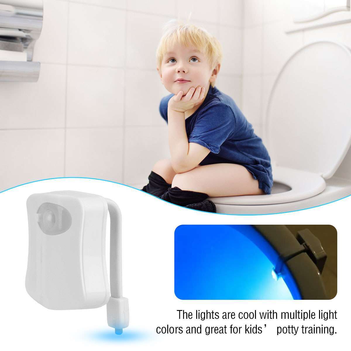 4Pcs Toilet Night Light 16 Color LED Motion Activated Sensor Bathroom Bowl Seat