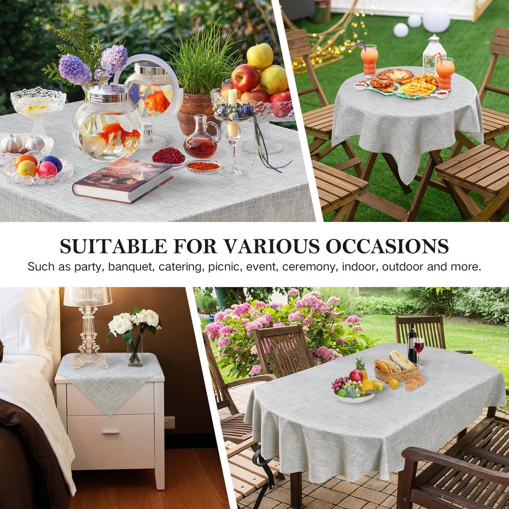 52x52 Inch Square Tablecloth Rustic Textured Polyester Table Cloth Washable F...