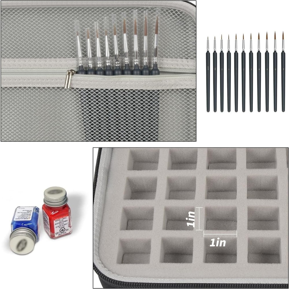 ALKOO Model Paint Storage Case Compatible with Testors Set, 42PCS Grey