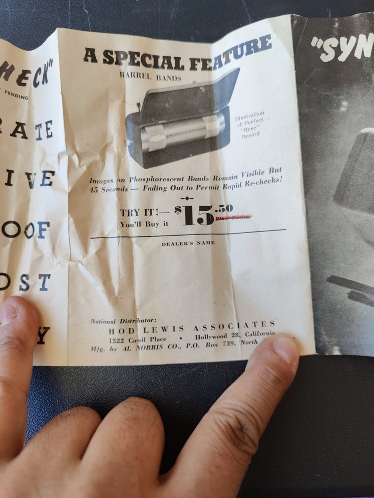 Vintage 1946 Al Norris Co Sync-Check Same As A Flash-O-Graph