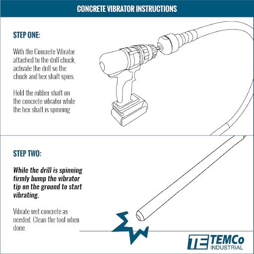 TEMCo Cordless Concrete Vibrating Tool, Drill-powered Vibrator