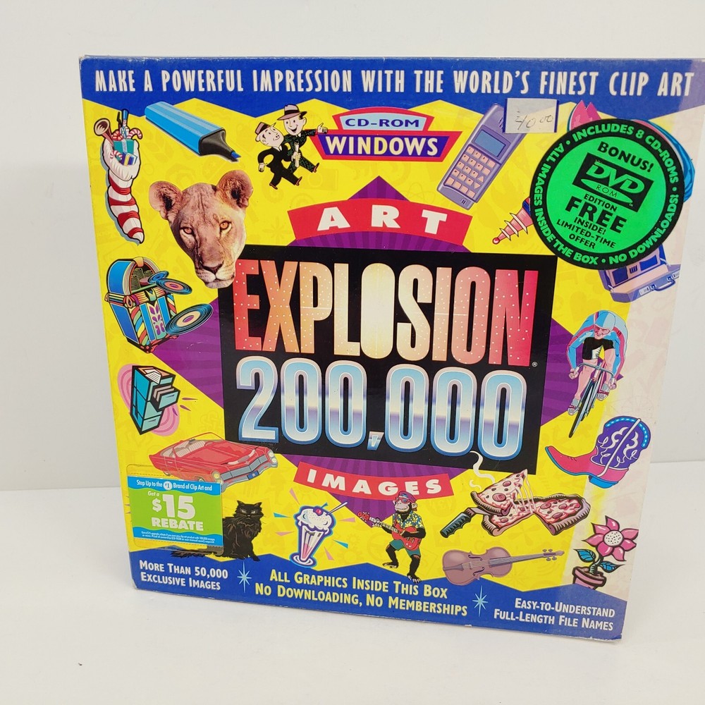 Art Explosion 200,000 Images Clip Art PC CD-ROM Software Program 2001 Nova