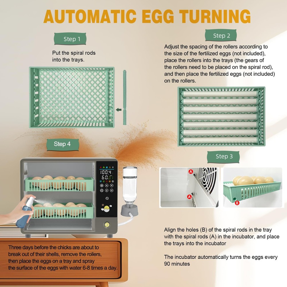 Incubators for Hatching Eggs, Egg Incubator with Automatic Egg Turning and Humid