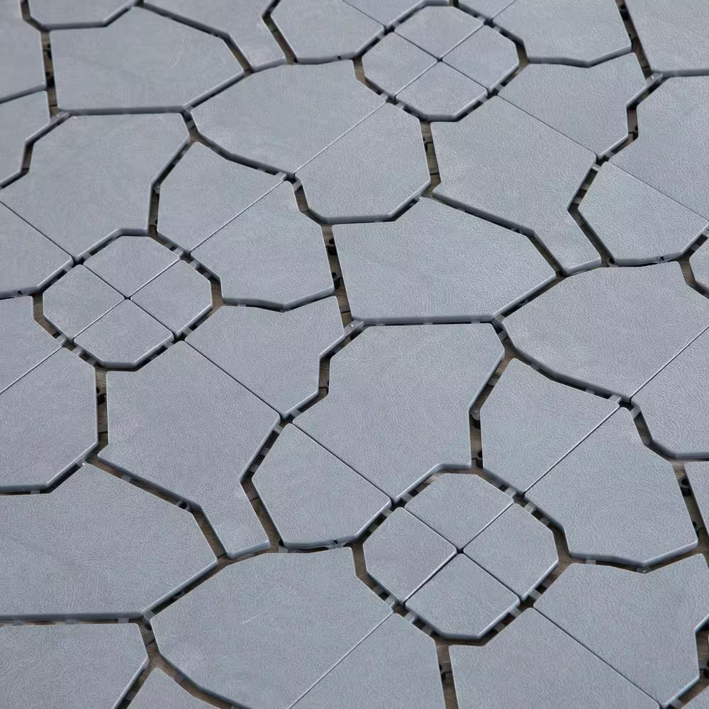Gray Plastic Garden Path Track Interlocking Stone Look Design Pathway Tile Floor