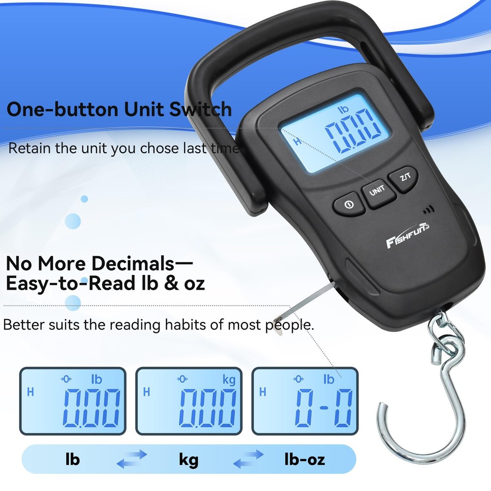 Fishfun Rechargeable Fish Scale, Digital Hanging Weight Scale with...