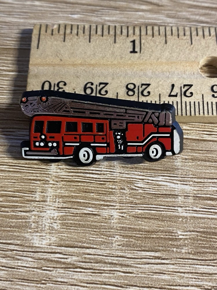 Pin Back Red Fire Truck Plastic