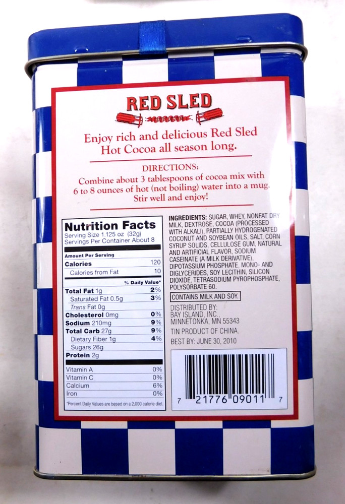 Red Sled Hot Cocoa Tin 2010