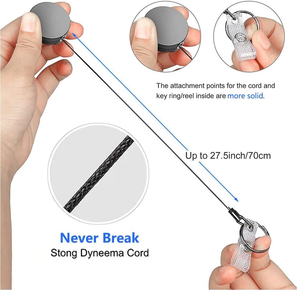 Retractable Badge Reel ID Card Holders Heavy Duty With Belt Clip Key Ring 2packs