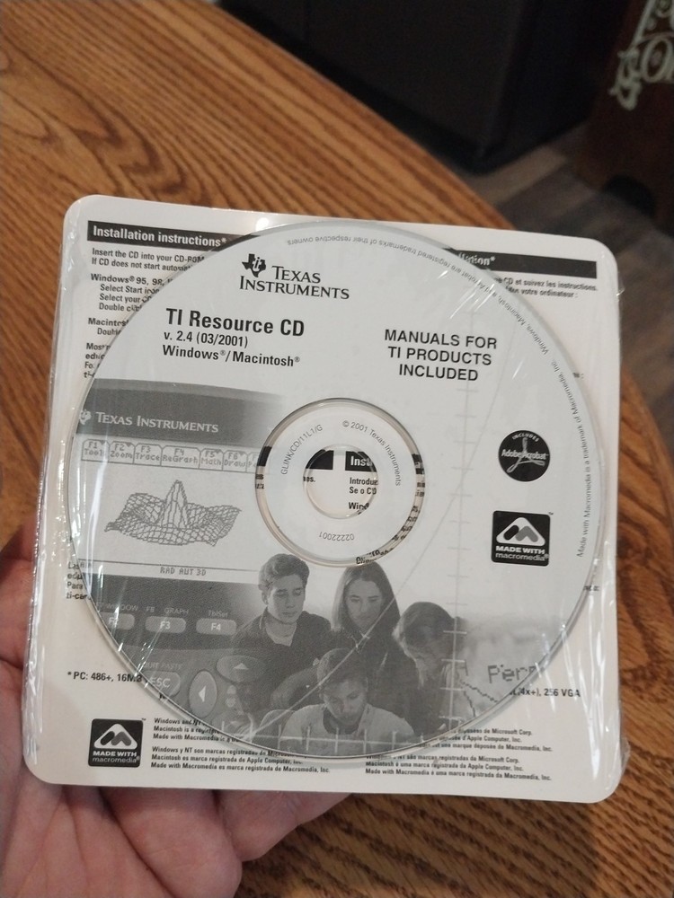 TI Resource CD Graphing Calculator Manual CD-Rom v2.4 Software Windows/Macintosh