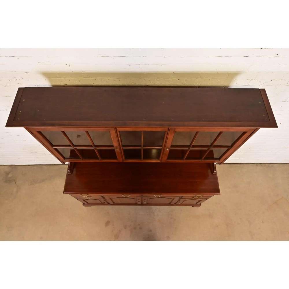 Henkel Harris American Colonial Solid Cherry Wood Breakfront or Sideboard Buffet