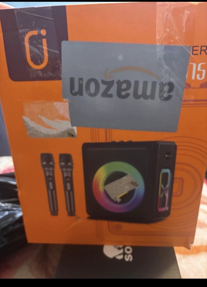 PPMIC Portable Bluetooth Karaoke System, Speaker, Mics, Remote & Cable, Black