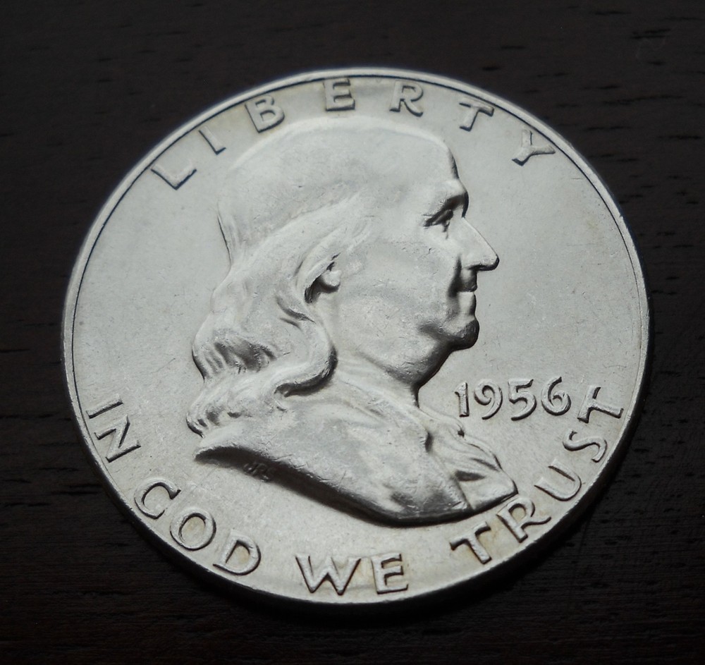 1956 Benjamin Franklin Half Dollar BU 90% Uncirculated Silver Coin