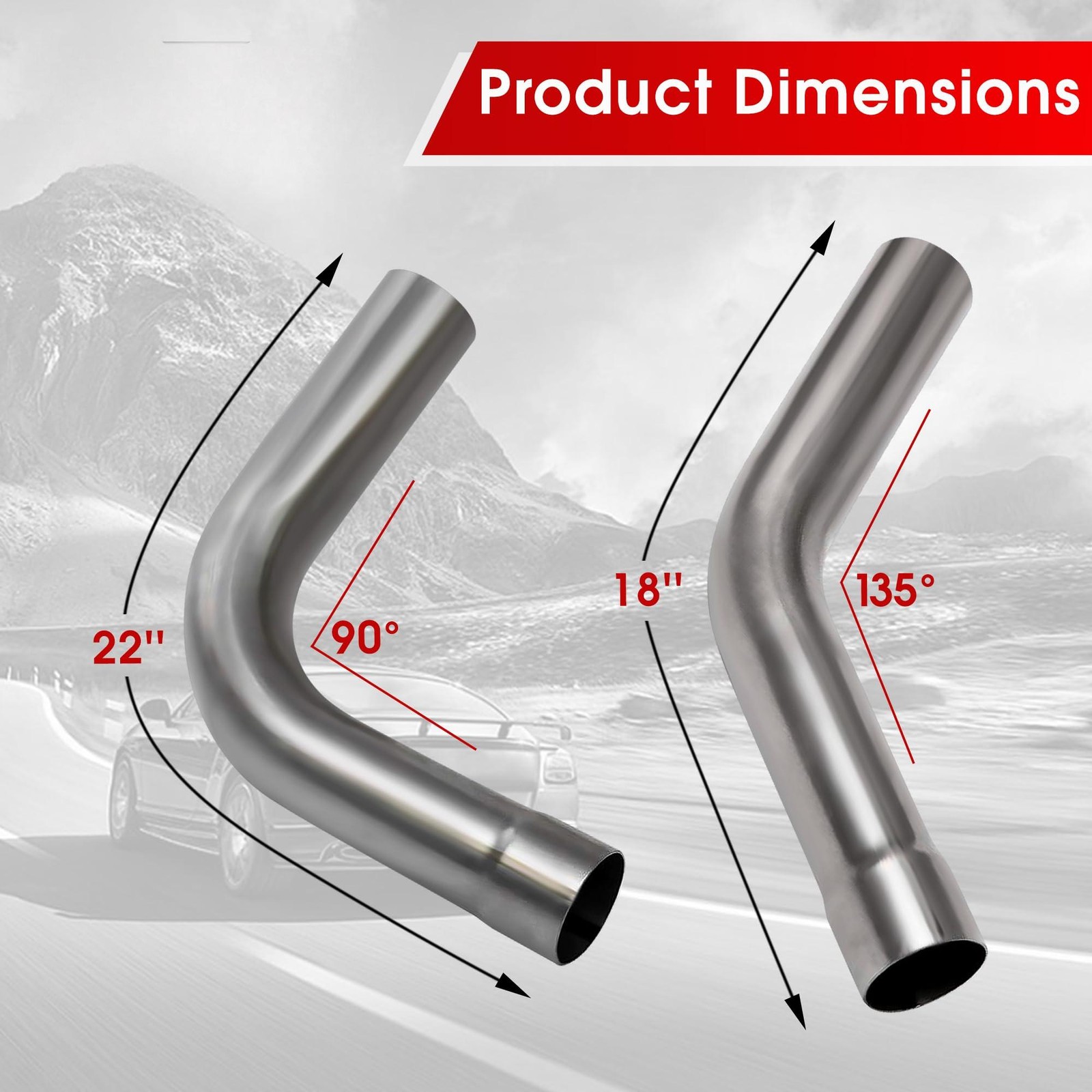 8 PCS 2.25” Inch Custom Exhaust Tubing Mandrel Bend Pipe Straight U Bend 90° Kit