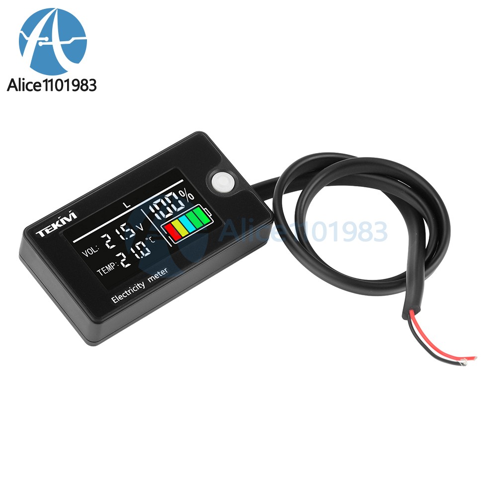 DC8-100V LCD Digital Battery Capacity Indicator Voltmeter w/ Temperature Display