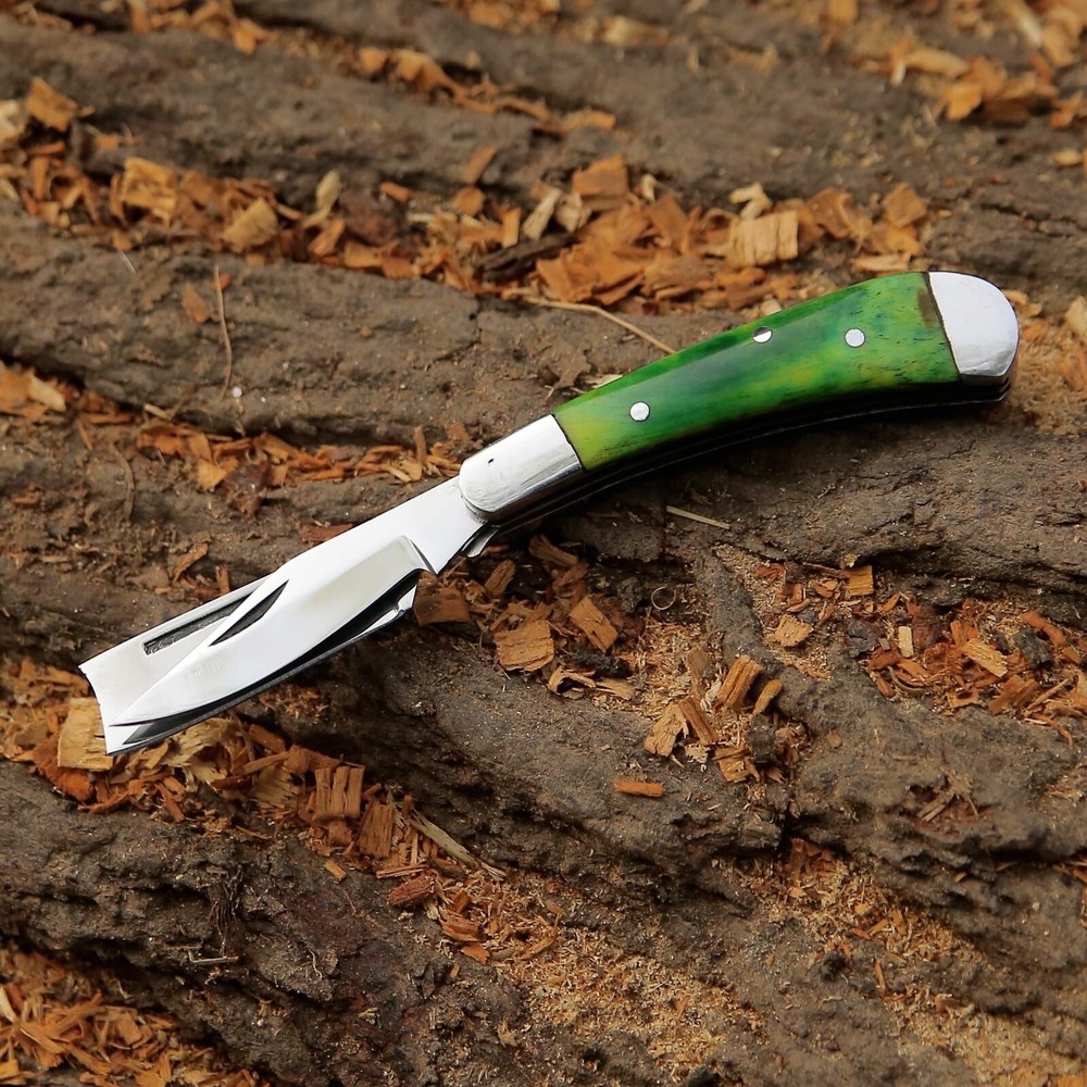 Two Blade Folding / Pocket Knife with ( Camel Bone Handle )