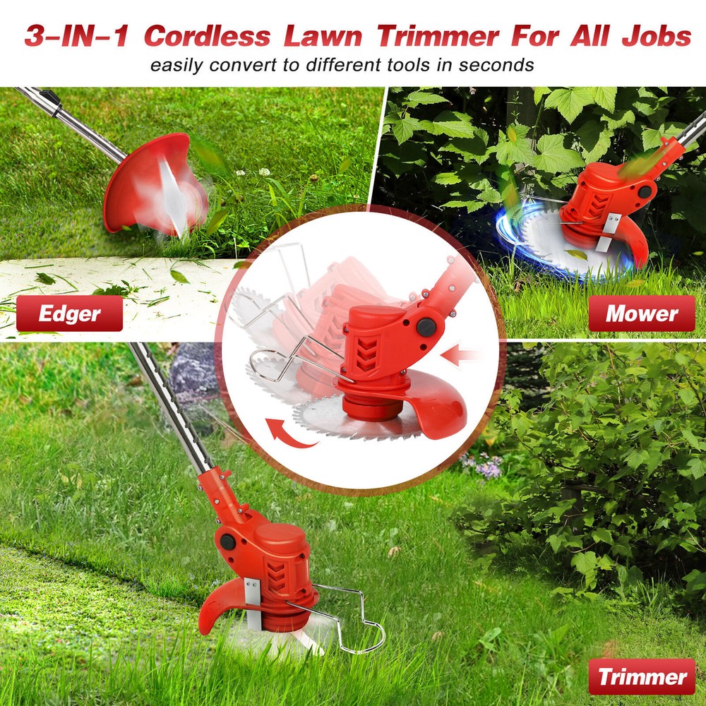 24V Electric Weed Eater Cutter Grass String Trimmer Cordless 2 Battery Powered
