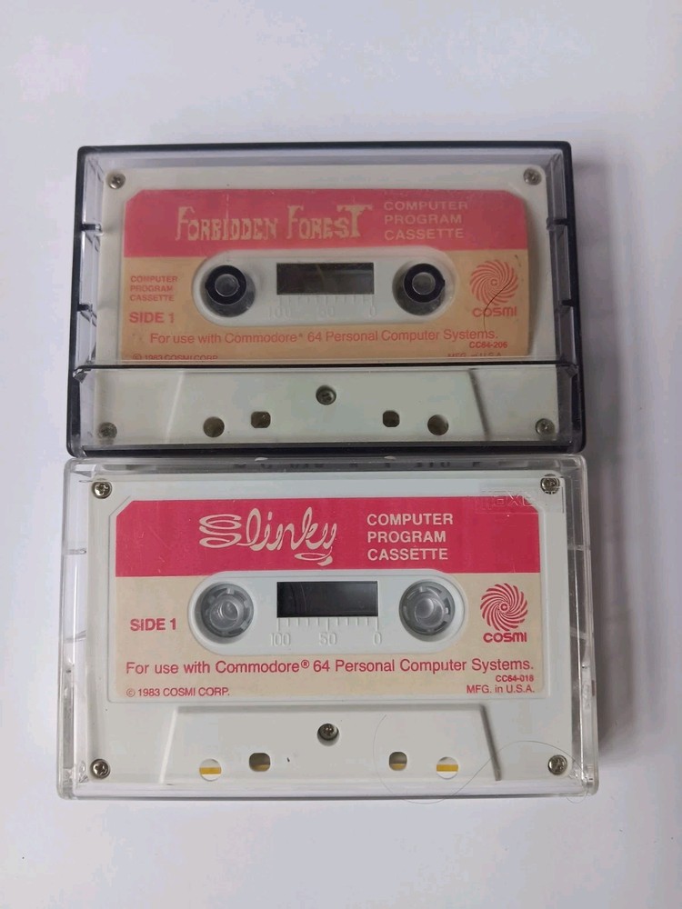 Commodore 64 Cassettes UNTESTED Software Starter Kit, Slinky, Forbidden Forest