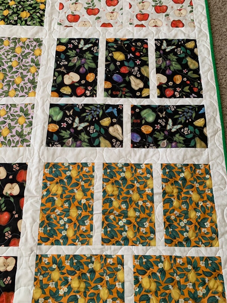 Fruit Apples and Lemons handmade quilt.