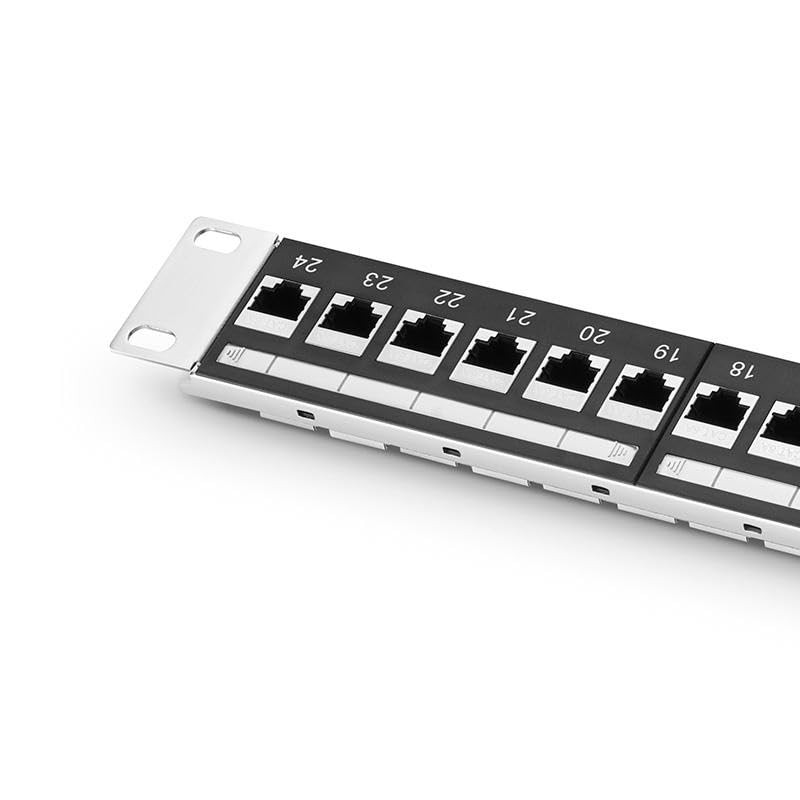 Cat6A 24-Port UTP Patch Panel with Loaded Modular Network Patch Panel