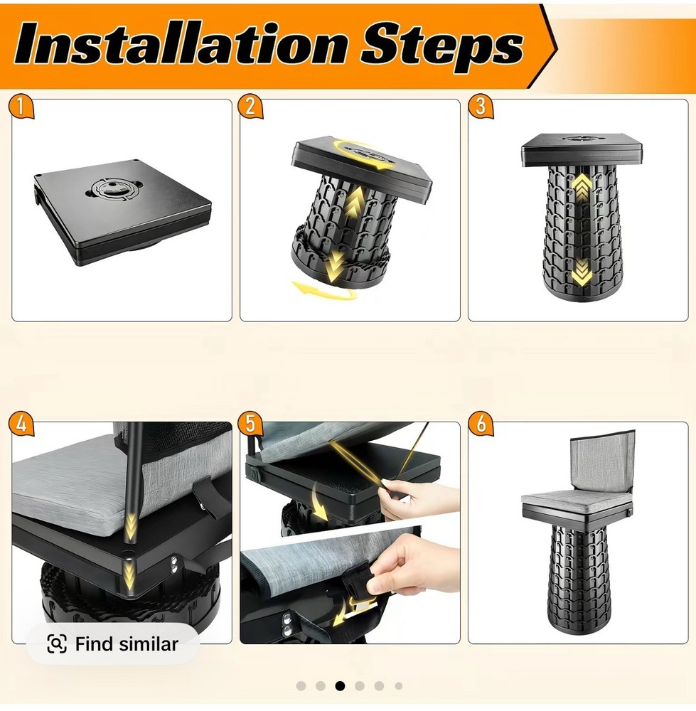 2026 Upgraded Collapsible Stool with Backrest & C