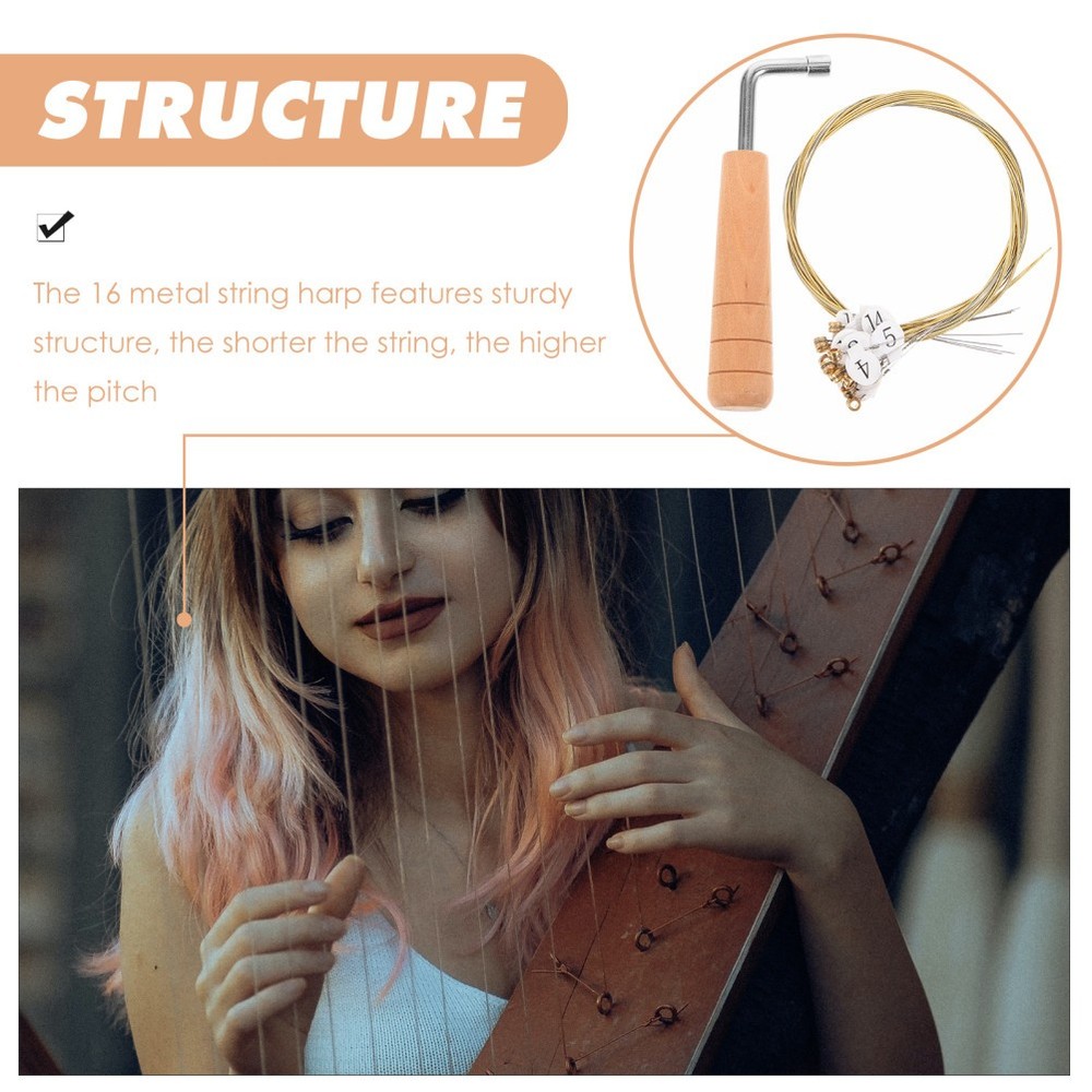 1Set Lyre Strings Kit Includes Metal Strings And Tuning Wrench For Harp