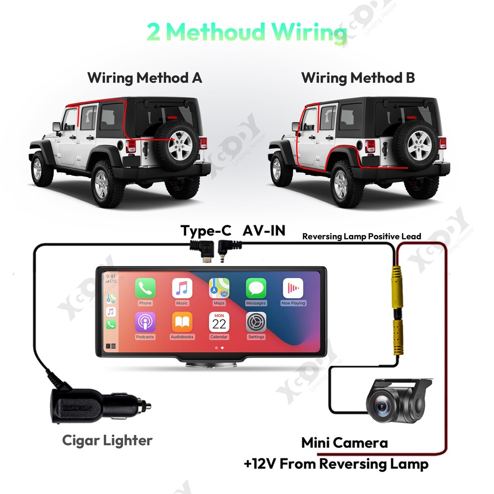 10.2" 4K Car DVR Wireless Carplay Portable Android Auto Stereo IPS Touch Screen