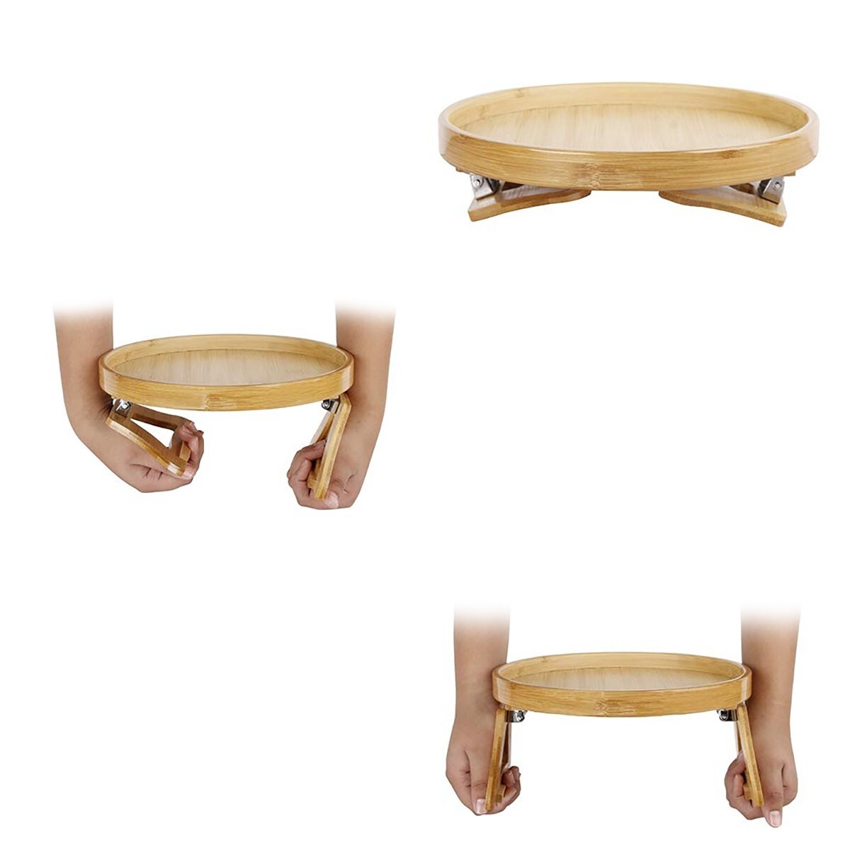 Wooden Sofa Armrest Tray Table Clip Holder Round Sofa Couch Arm Holder Organizer