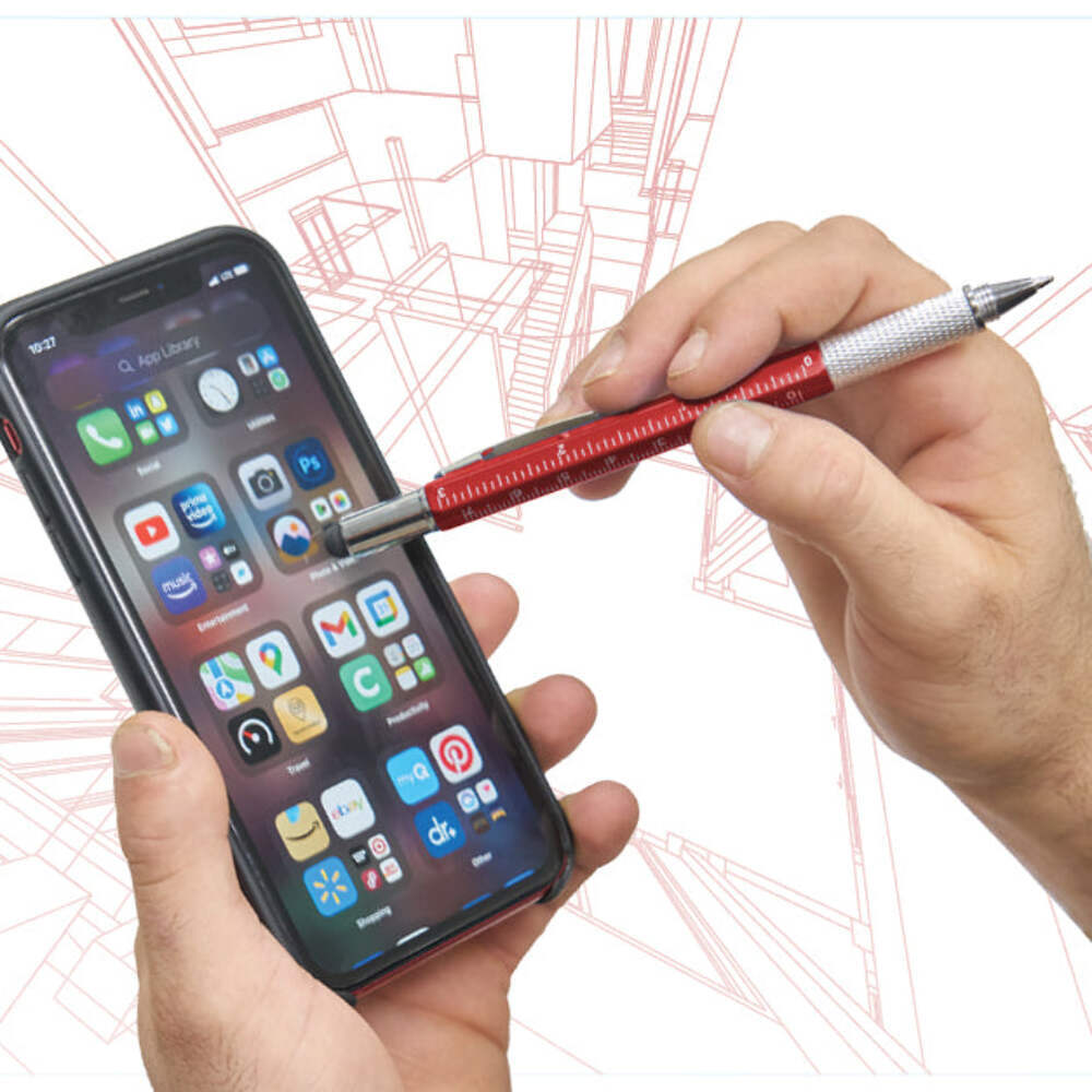 BAPEN3PK 6 in 1 Multifunction Tool Pen with 5 Refills - 3 Pack Gray Yellow Red