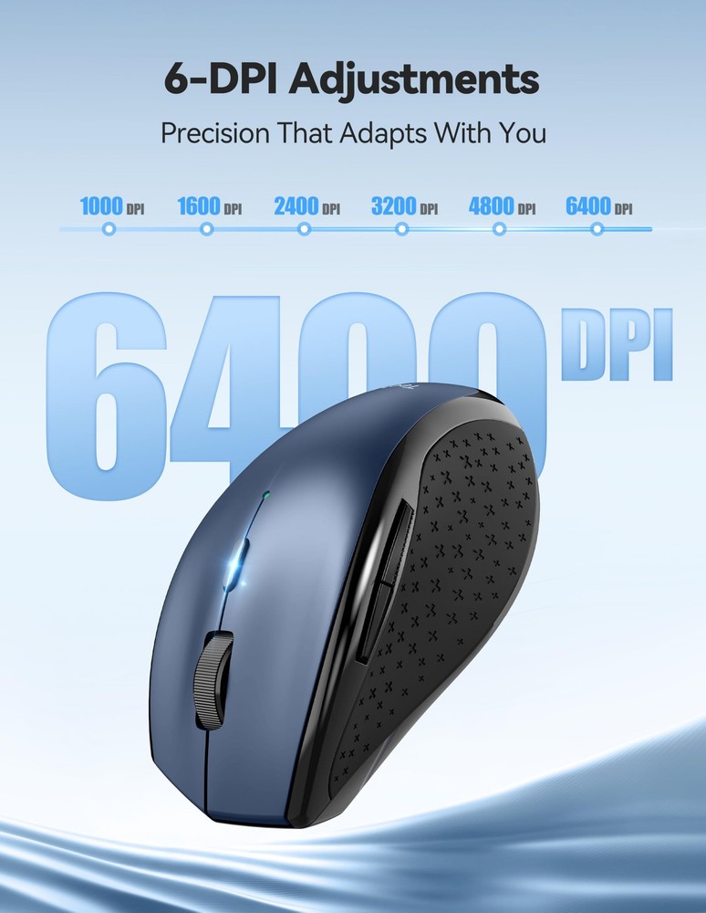 2.4G Rechargeable Wireless Mouse 6 Button 6400 DPI Ergonomic Silent Mice