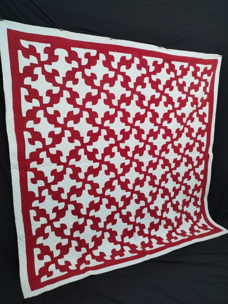 vintage hand Quilting patchwork drunkards path Quilt needlework Stitched A193