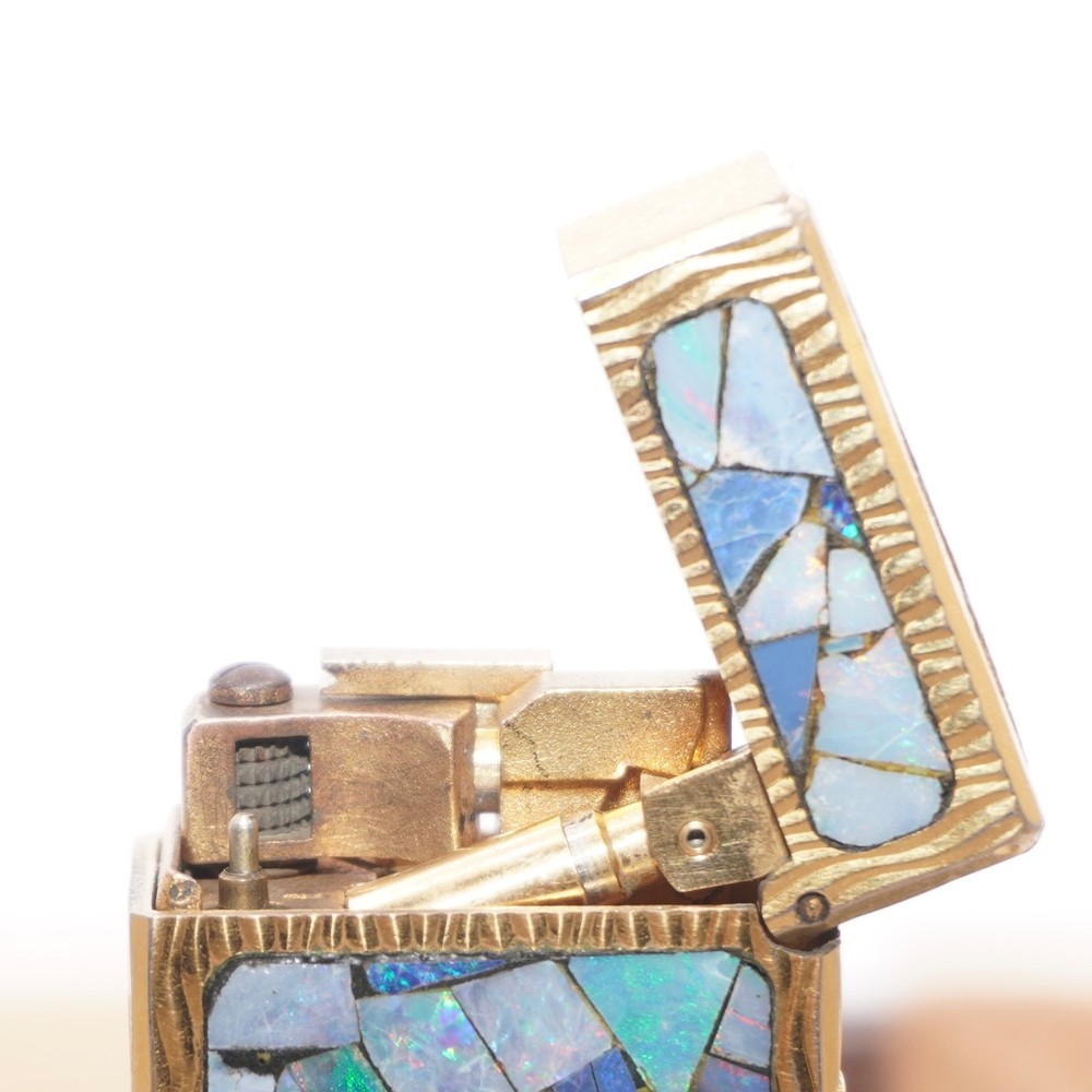 Dunhill Lighter Gold Wav Opal Pattern _Ultrasonically Cleaned_Working