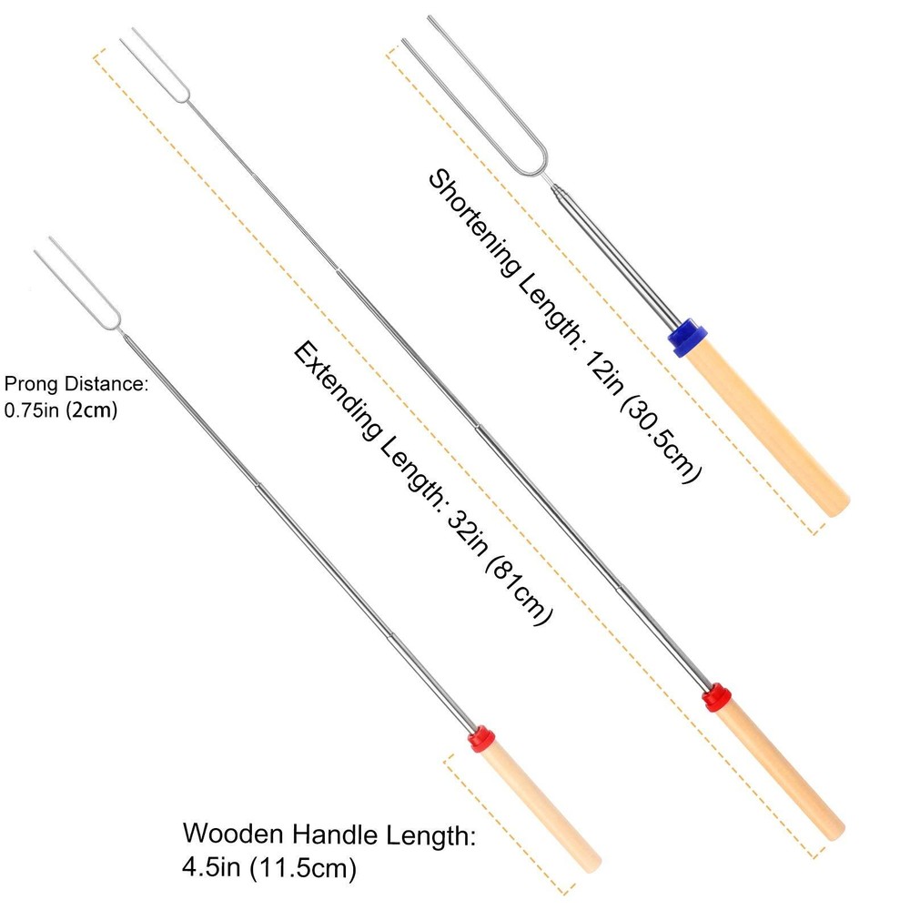 Marshmallow Roasting Sticks Smores Sticks for Open Fire Pit Campfire Camping
