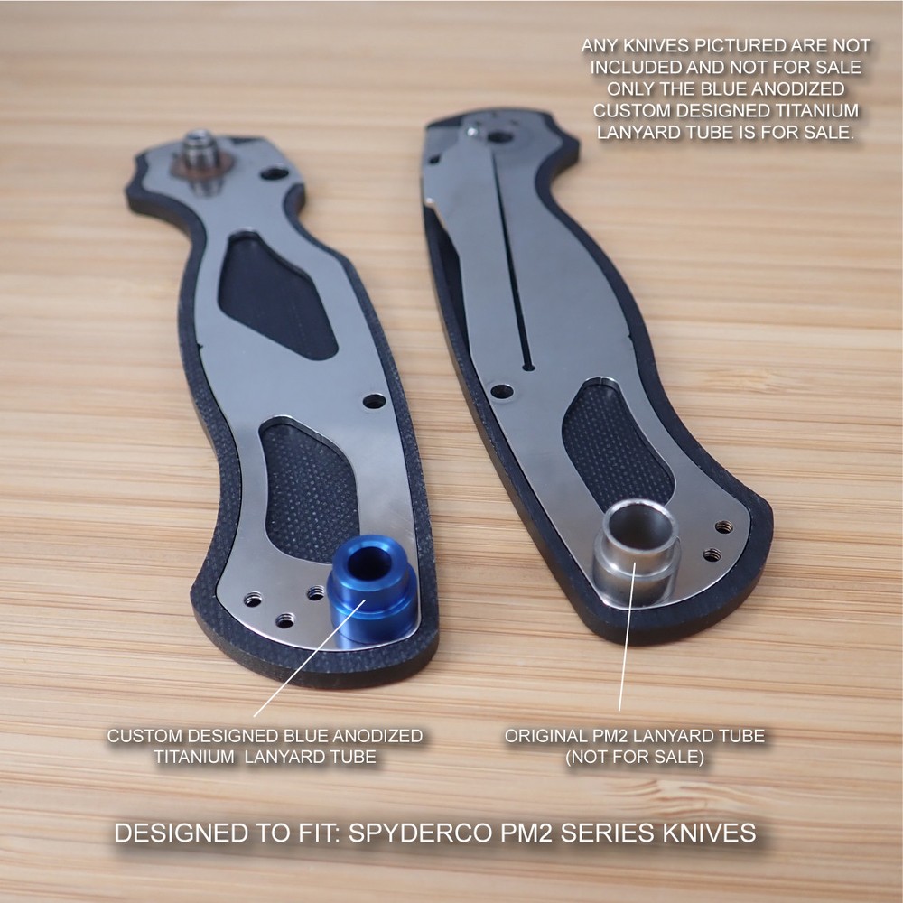 Spyderco Paramilitary PM2 Custom Titanium Lanyard Tube BLUE - (NO KNIFE )