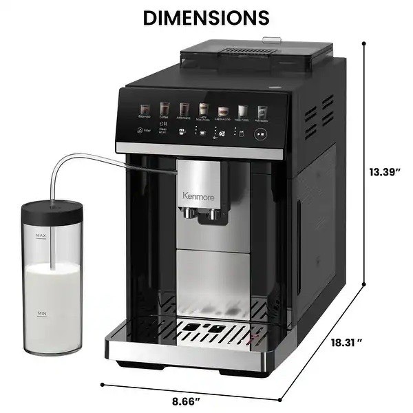 Kenmore Super Automatic Espresso Coffee Machine Dual Cream System Black