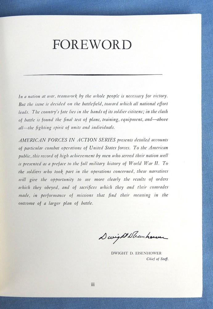 Small Unit Actions, Hist. Div., U S War Dept., Repr. 1982, Forw. D D Eisenhower