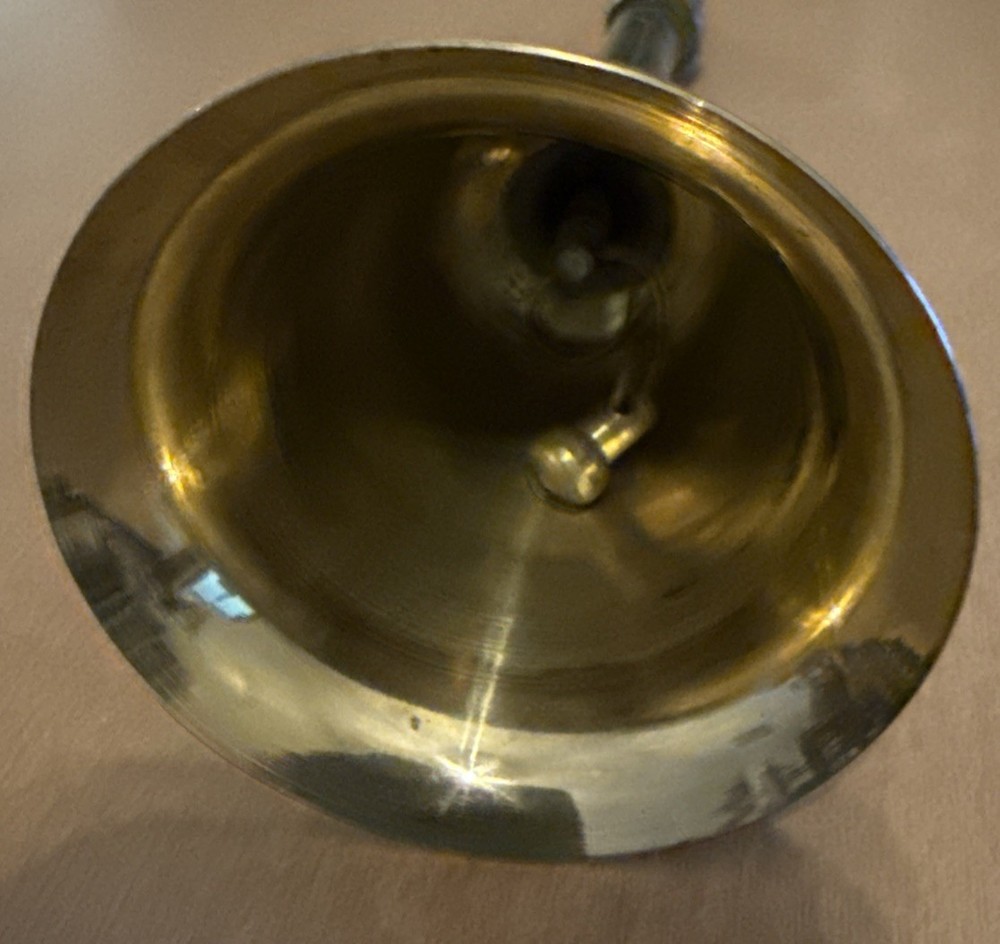Brass Bell with Design on Handle 7 7/8"