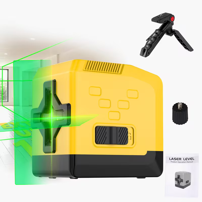 Yellow laser level with tripod, green light 360 ° self leveling rotating