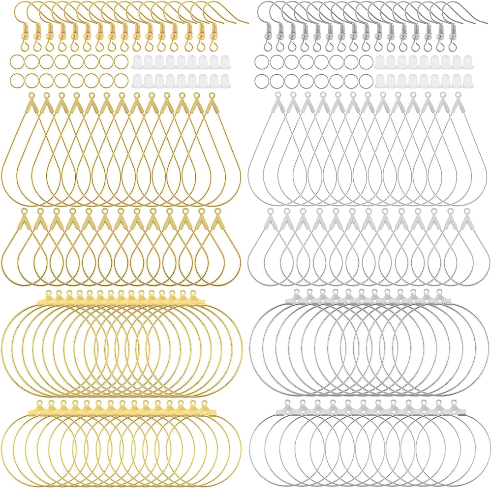 200PCS Earring Making Kit Beading Hoop Earring Finding Hoop Open Beading Hoops B
