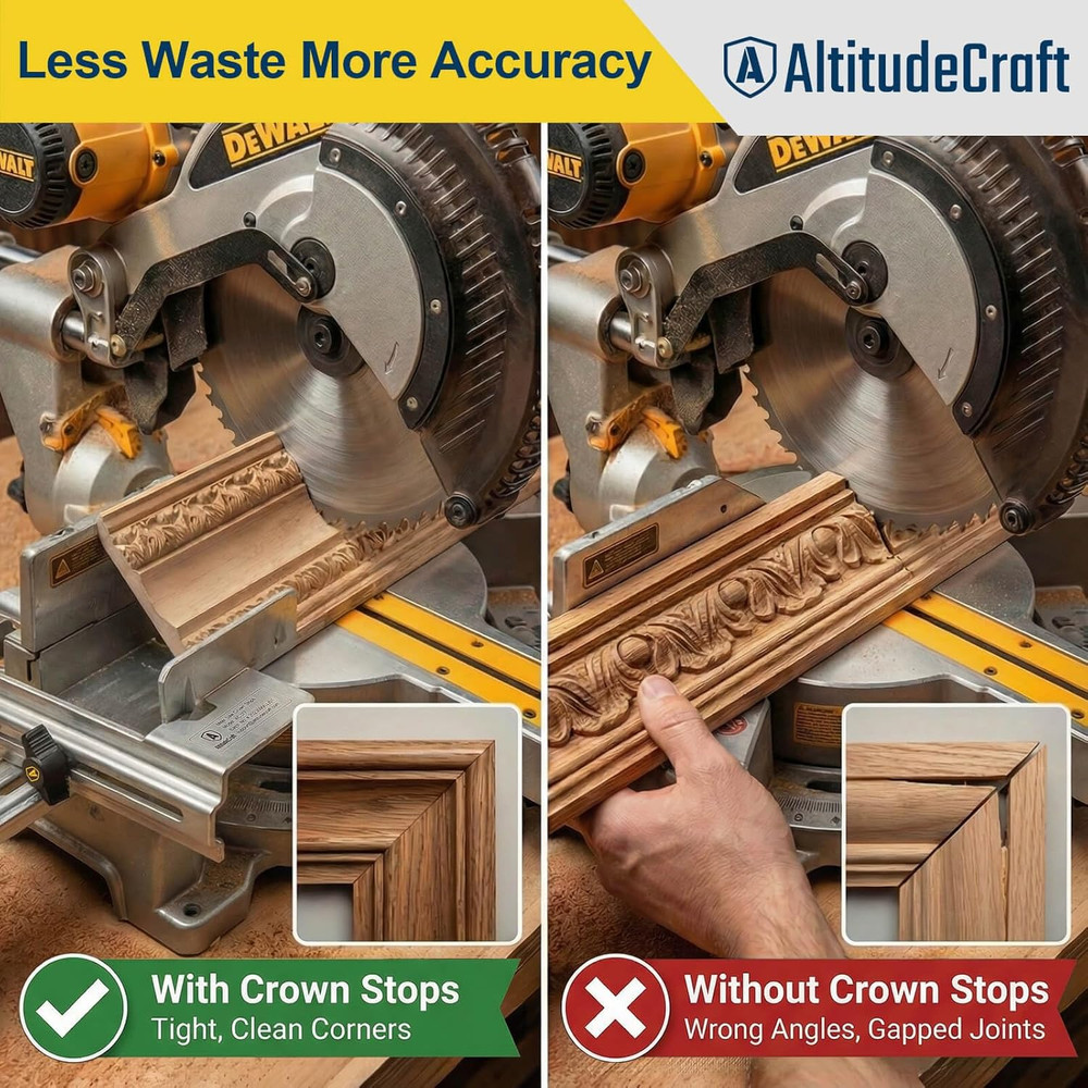 2-In-1 Crown Molding Jig & Miter Saw Protractor Set - Eliminates Math & Guarante