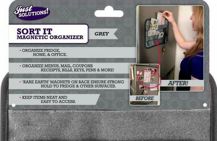 Magnetic Kitchen Fridge Organizer, Receipts Menus Notes Keys and More! - GREY