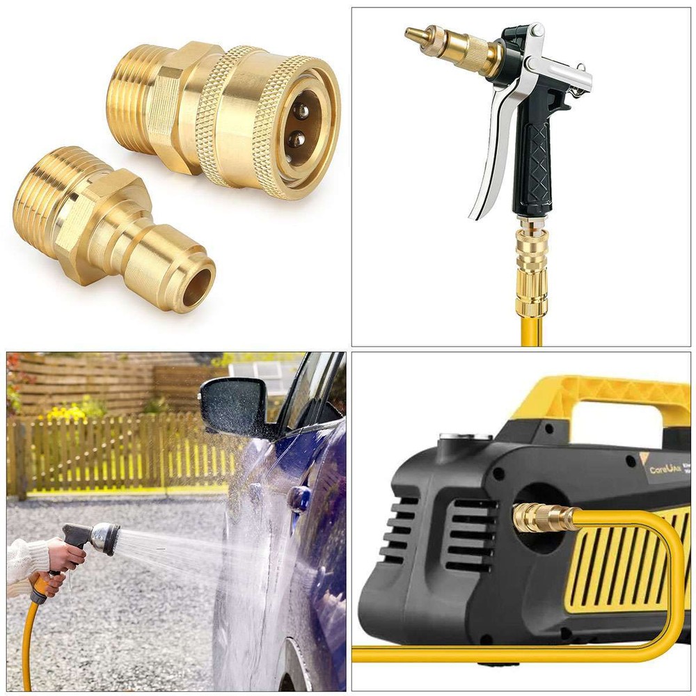 3/8" M22 Brass Pressure Washer Quick Release Connect Fitting Coupling Adapter