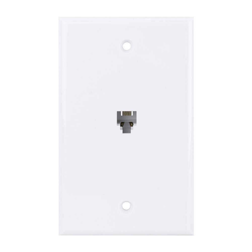 Construct Pro Single Gang Flush Mount Wall Plate (Phone Jack, White)