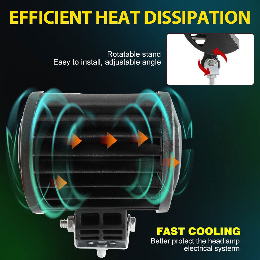 Pair 4" 30000LM LED Work Light Bar Spot Pods Fog Lamp Offroad Driving Truck ATV