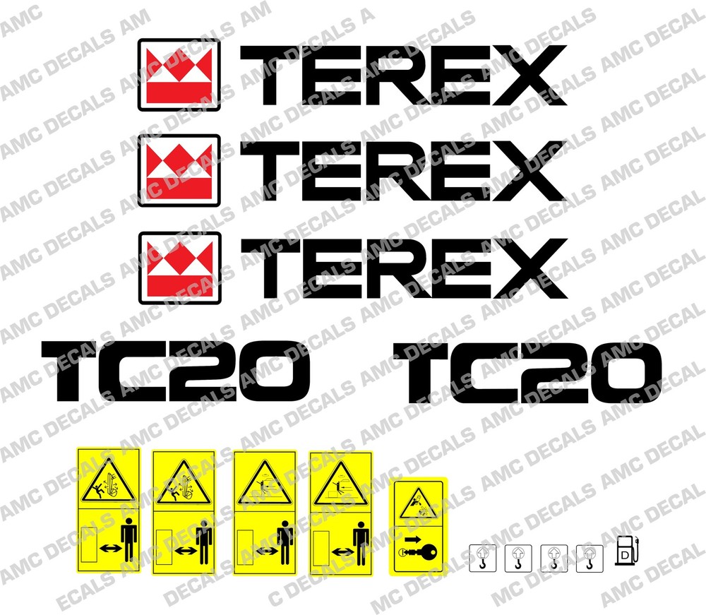 TEREX TC20 DIGGER DECALS & WARNING STICKERS