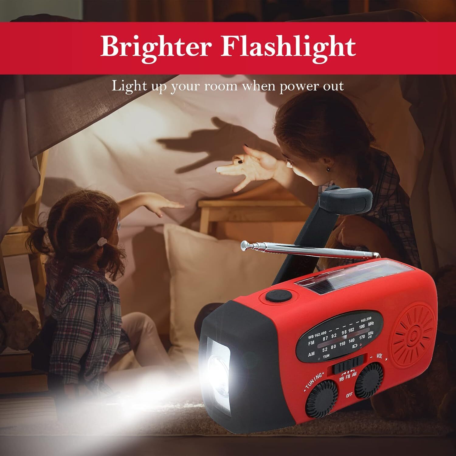 Emergency Solar Hand Crank Weather Radio 3000mAh Power Bank Charger Flash Light