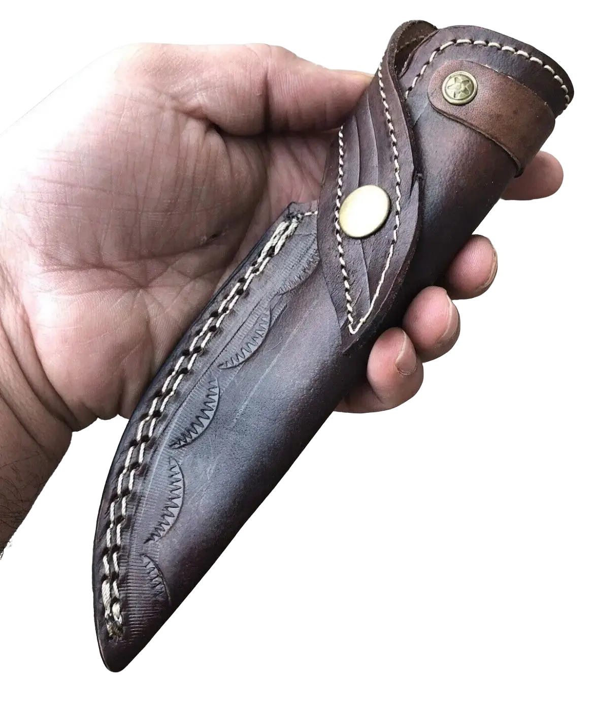 Leather Hand Crafted Fixed Blade Knife Sheath vertical carry Outdoor Hunting