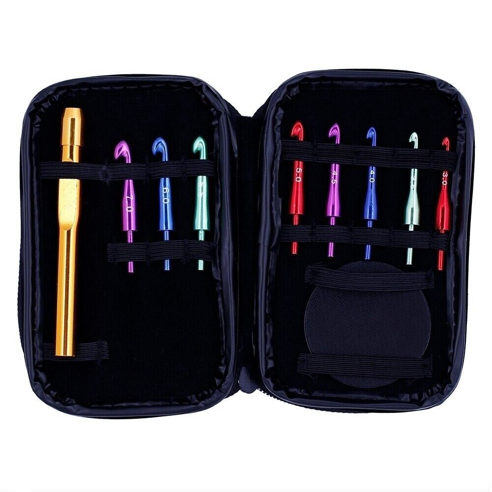 8PCS Interchangeable Head Aluminum Crochet Hook Kniting Needle DIY Craft Set