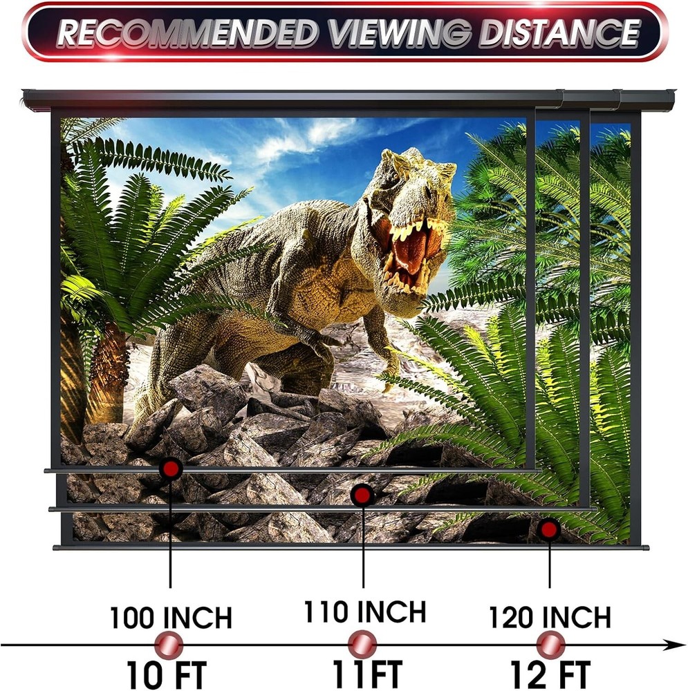 Fast Setup 100" Motorized Projector Screen - 160° Viewing Angle, Remote Ready