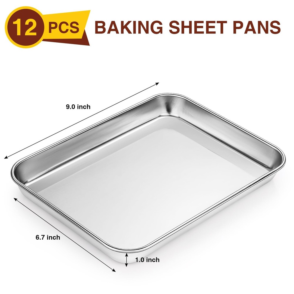 12Pc Stainless Steel Baking Sheet Pan Set Dishwasher Safe